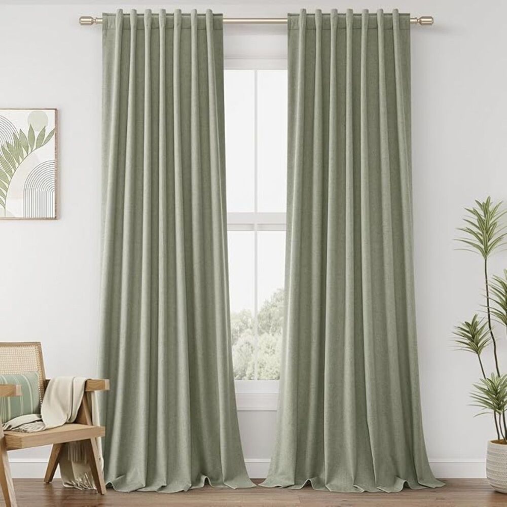Brand New Sage Green Extra-Long Blackout Curtains – Set of 2